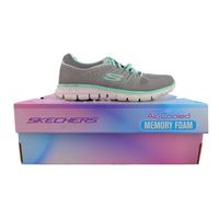 Skechers Womens Size 8.5 Synergy Look Book Fashion Sneaker Shoes, Grey/Mint,