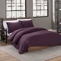 Garment Washed Solid Twin/ Twin XL Duvet Cover Set in Plum