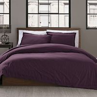 Garment Washed Solid Twin/ Twin XL Duvet Cover Set in Plum