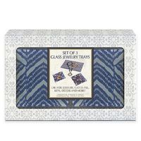 The Philadelphia Group Glass Jewelry and Trinket Tray 3 Piece Set, Blue
