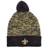 New Orleans Saints New Era Black/Beige Retro Cuffed Knit Hat With Pom