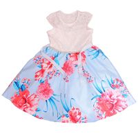 Emily Rose Girl's Highlow Floral Party Dress In Light Blue, Size 8