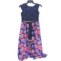 Emily Rose Girl's Lace Romper In Navy, 14