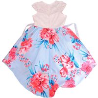 Emily Rose Girl's Highlow Floral Party Dress In Light Blue, Size 10