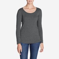 Eddie Bauer Women's Long Sleeve Scoop Neck Shirt In Charcoal, Size XXL