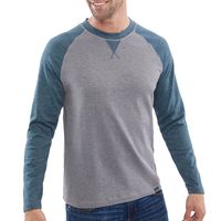 EDDIE BAUER MEN'S RAGLAN LONG SLEEVE TEE IN HEATHER MALLARD/HEATHER GREY XL