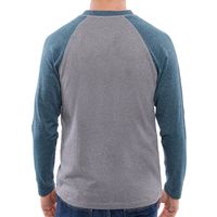 EDDIE BAUER MEN'S RAGLAN LONG SLEEVE TEE IN HEATHER MALLARD/HEATHER GREY XL