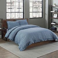 Garment Washed Printed Twin Duvet Cover Set in Peacock Basketweave