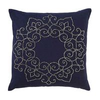 Traditional Medallion Square Throw Pillow in Indigo