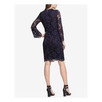 DKNY Womens LongSleeve Lace Sheath Dress In Blue/Black Size 6