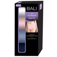 BALI 4 PACK COTTON MODAL BRIEF PANTY IN WHITE/NAVY, SMALL