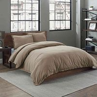 GARMENT WASHED SOLID TWIN DUVET COVER SET IN TAUPE