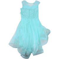 Emily Rose Girl's Highlow Lace Party Dress With Rhinestone Belt In Mint, Size 14