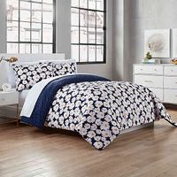 GARMENT WASHED VALERIE 2PIECE REVERSIBLE TWIN/TWIN XL COMFORTER SET IN NAVY/YELLOW